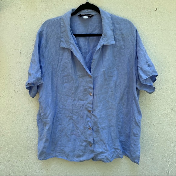 Marina Rinaldi Linen Shirt in Blue- 10 - Picture 1 of 5